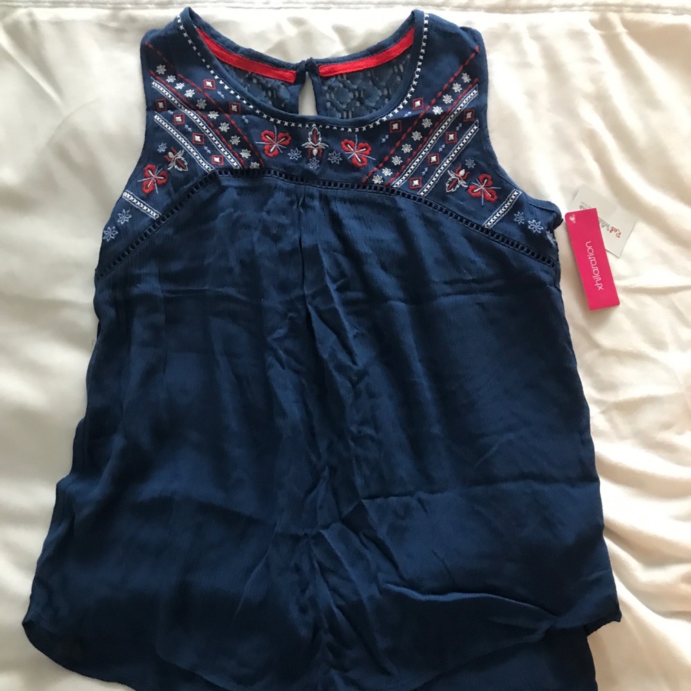 Embroidered and lace top